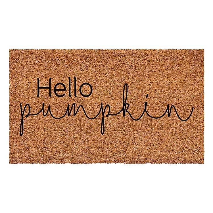 New! Cursive Hello Pumpkin Fall Coir Doormat | Kirkland's Home