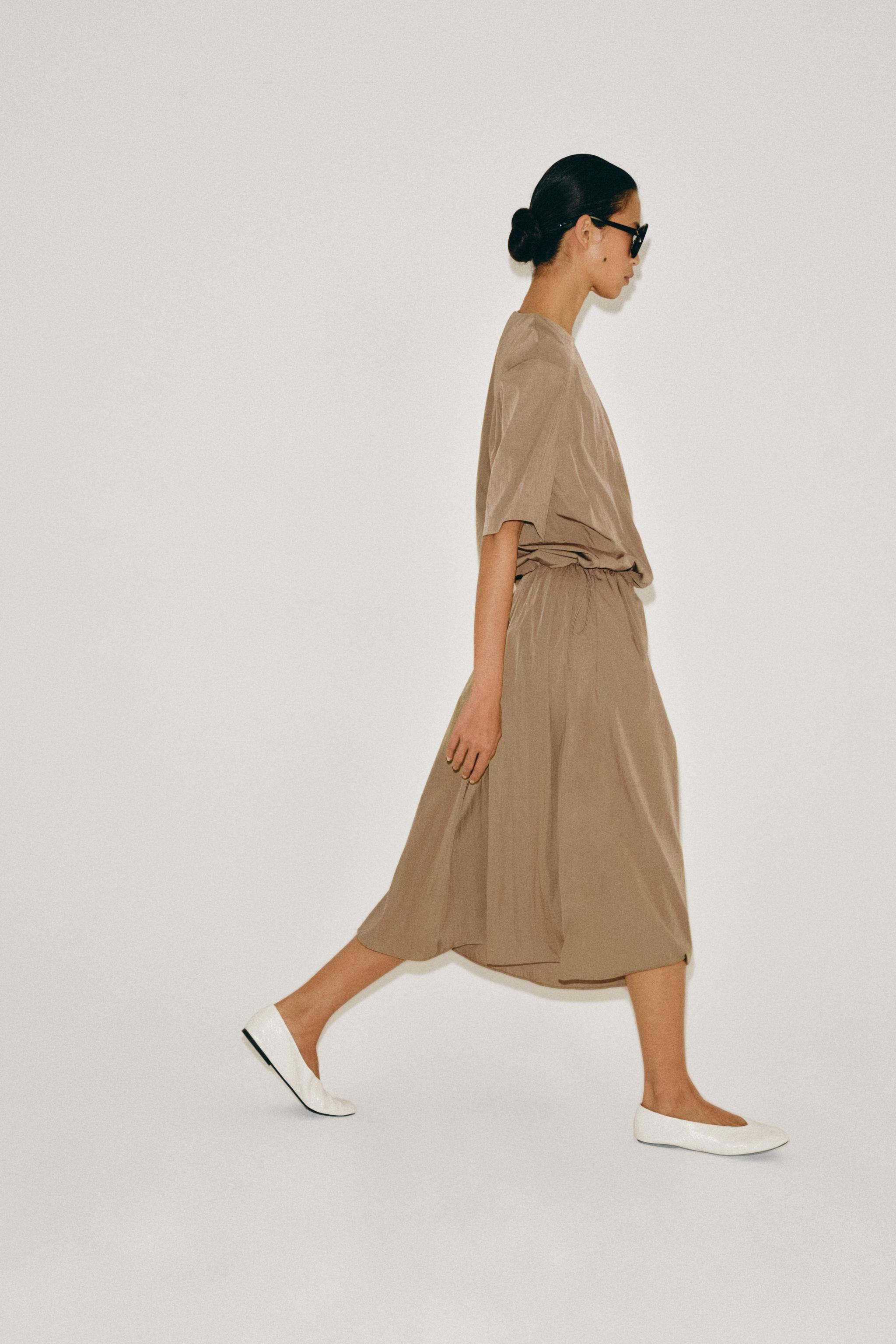 ZW COLLECTION NYLON MIDI SKIRT | Zara US