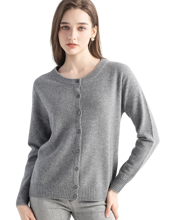 Chanyarn Women's 100% Pure Cashmere Cardigan Crew Neck Long Sleeve 2025 Fall Winter Warm Soft Kni... | Amazon (US)