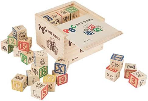 Hey! Play! ABC and 123 Wooden Blocks- Alphabet Letters and Numbers Learning Block Set-Educational ST | Amazon (US)