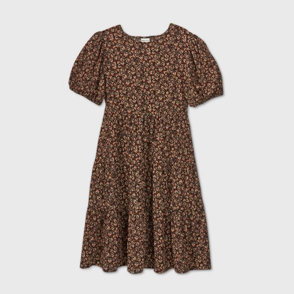 Women's Plus Size Floral Print Short Sleeve Knit Tiered Dress - Ava & Viv™ | Target