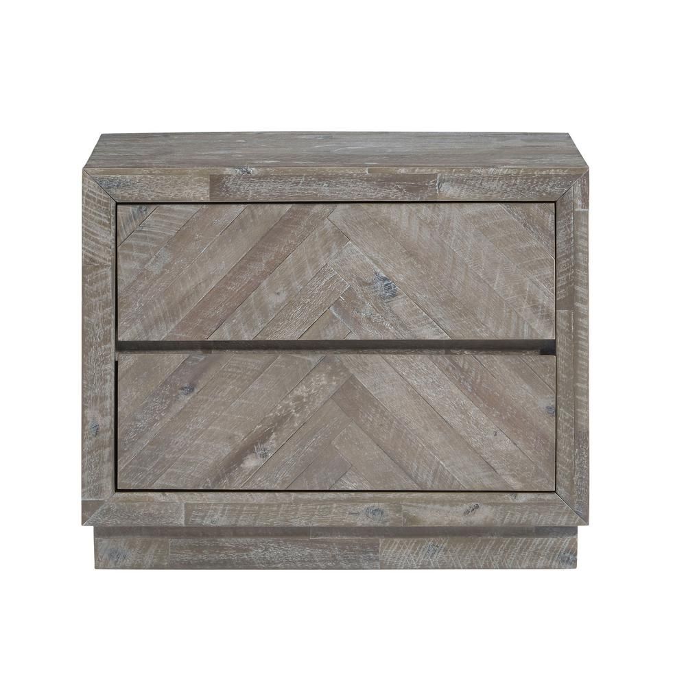 Unbranded Herringbone 2-Drawer Rustic Latte Nightstand 24 in. H x 30 in. W x 17 in. D-5QS381 - Th... | The Home Depot