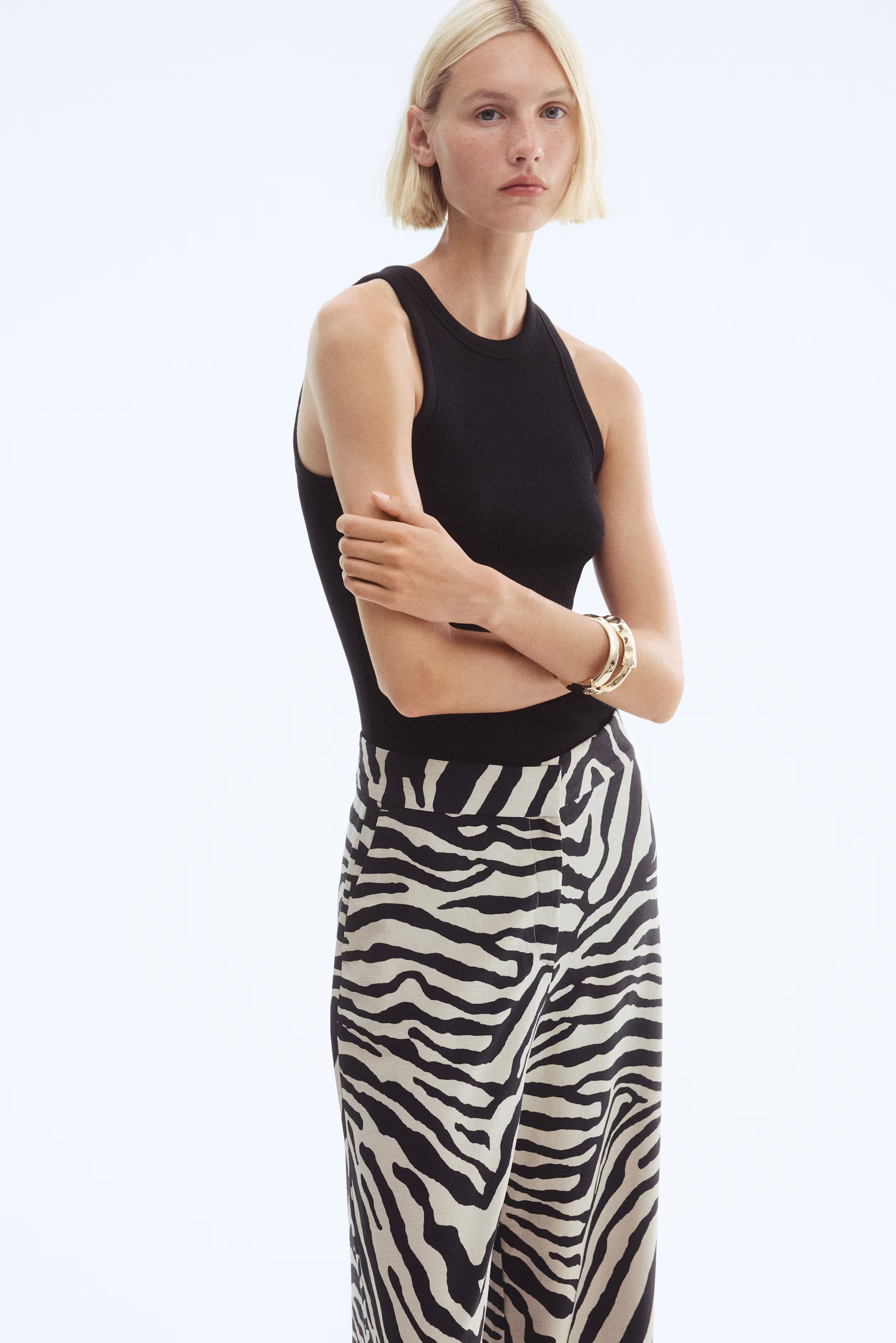 Wide-Leg Twill Pants | H&M (US + CA)