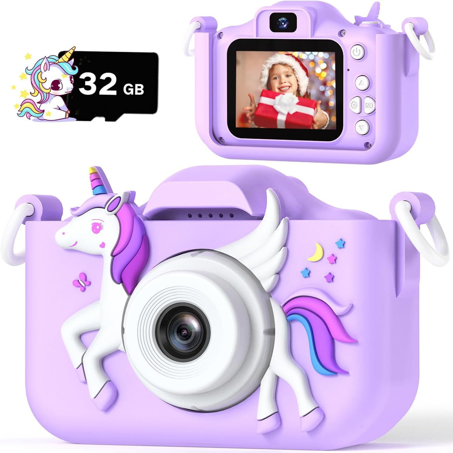 2024 Upgrade Unicorn Kids Camera for Girls, Christmas Birthday Gift for Girls Boys, 1080P HD Self... | Amazon (US)