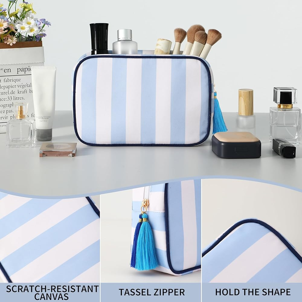 Makeup Bag Travel Cosmetic Bag Organizer Tassel Toiletry Bag Large Canvas Zipper Pouch Mahjong Ti... | Amazon (US)