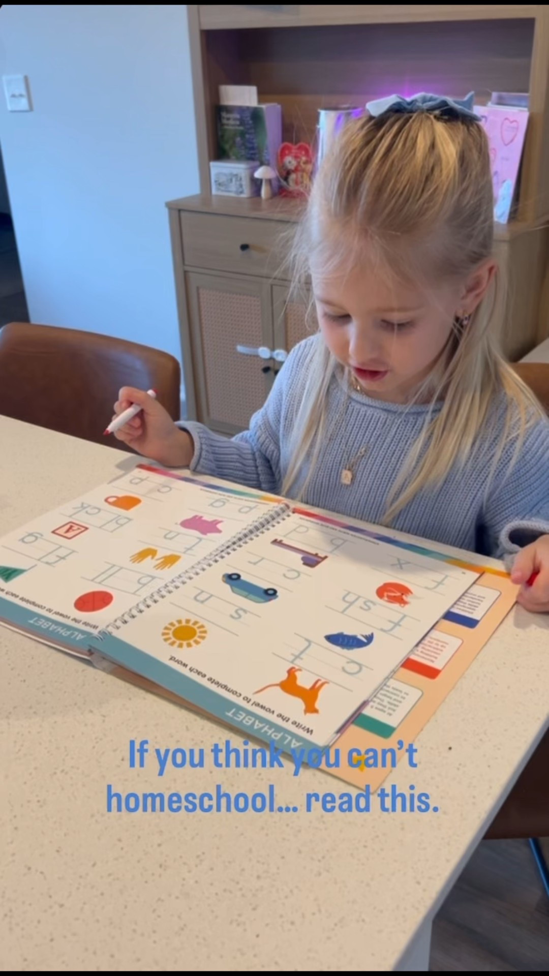 You don’t need a teaching degree.
You don’t need a perfectly decorated homeschool room.
You don’t need to know everything ahead of time.

You need consistency.
You need patience.
You need to believe you can learn alongside your child.

Homeschooling kindergarten for us looks simple - a workbook, a pencil, and focused time together. That’s it.

If you’re a mom sitting on the fence because you’re scared you’ll “mess it up” - you won’t. Showing up matters more than perfection ever will.

Save this for when doubt creeps in 🤍


#homeschoolmom #homeschoolkindergarten #beginnerhomeschool #homeschoolroutine #homeschooling101

#LTKKids #LTKmorningroutine #LTKmomlife