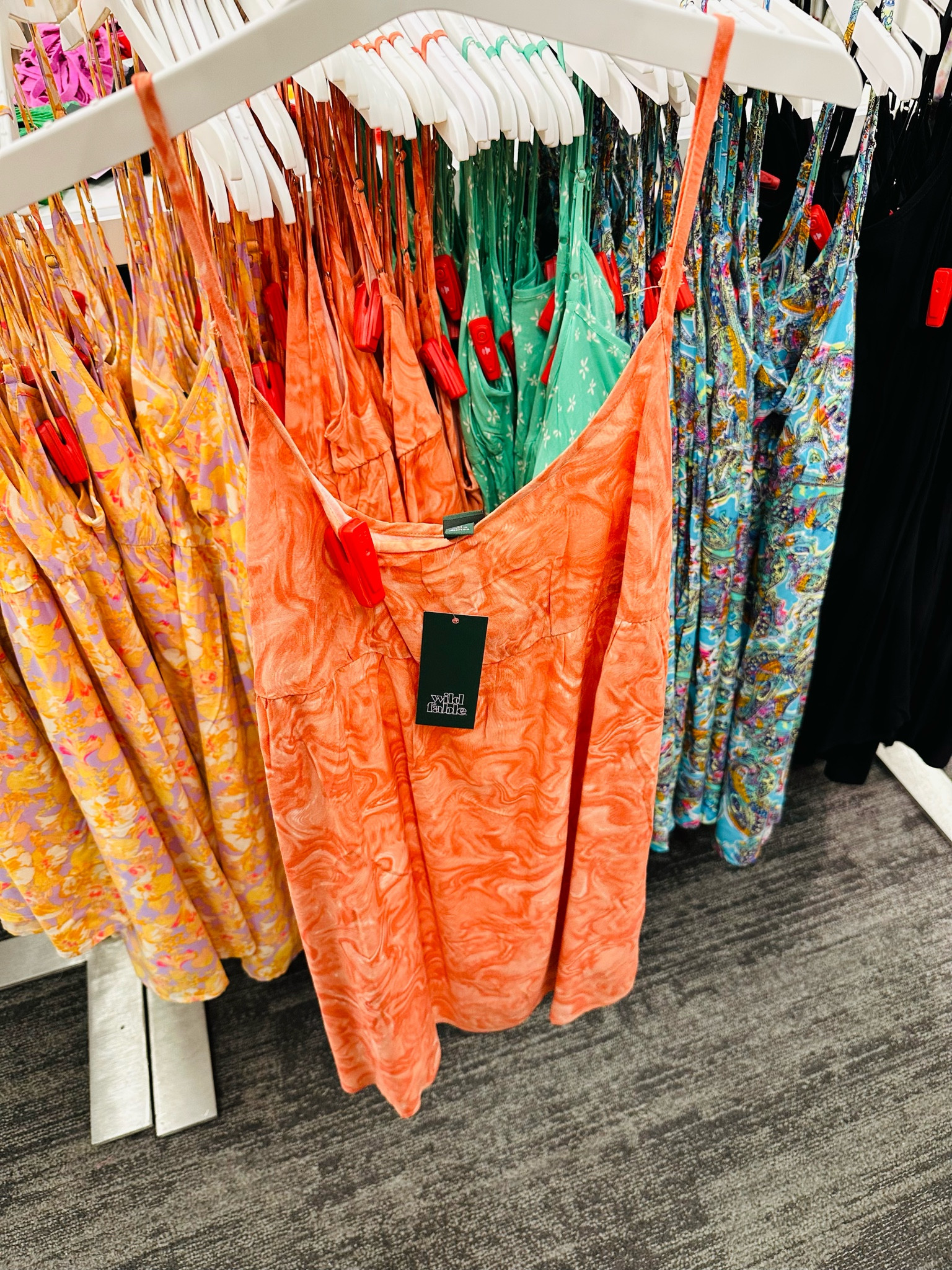 wild fable orange dress WILD FABLE Orange Puff Sleeve Smocked Stretchy