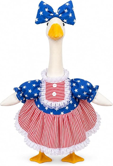 4th of July Porch Goose Outfits for 23 Inch Goose Statue, Patriotic Red White and Blue Porch Goos... | Amazon (US)