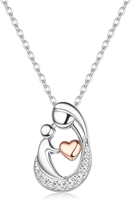 MILACOLATO Mother's Day Gifts S925 Sterling Silver Mother Daughter Necklaces 18K White Gold Fille... | Amazon (US)