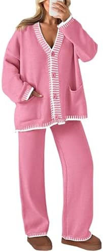 PRETTYGARDEN Lounge Sets for Women Fall 2026 Loungewear 2 Piece Outfits Cardigan Sweaters Track S... | Amazon (US)