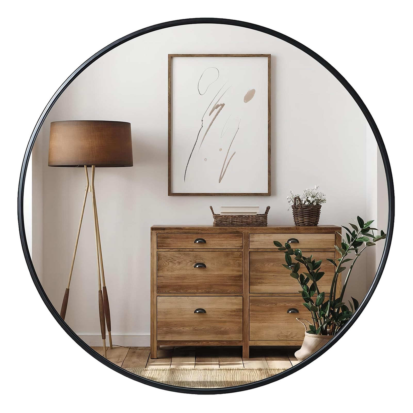 Growsun 24'' Bathroom Mirror, Black Round Mirror for Bathroom Vanity, Circle Mirror Wall Decor fo... | Amazon (CA)