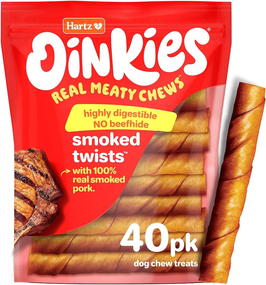 Hartz Oinkies Smoked Twists with Naturally Smoked Pork Rawhide-Free Dog Treats, Highly Digestible... | Amazon (US)