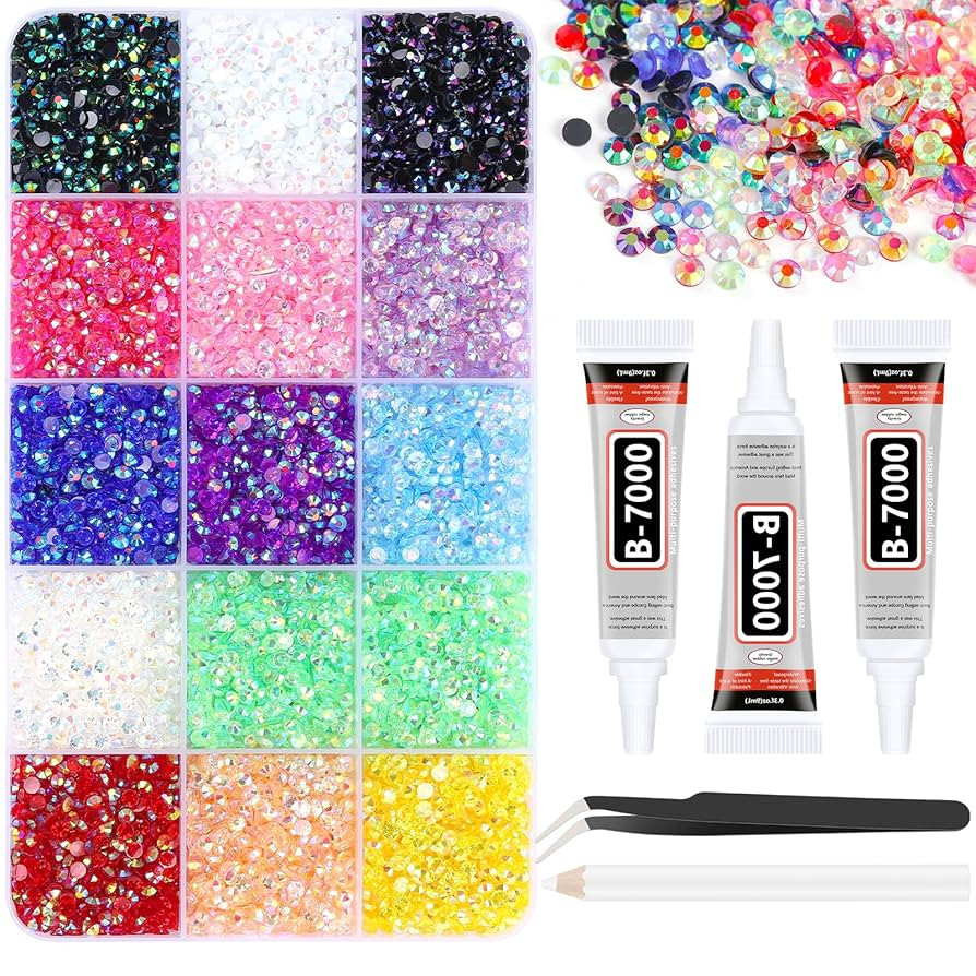 18000Pcs Resin Rhinestones for Crafting, 15 Colors 3mm Flat Back Nail Rhinestones for Bedazzling,... | Amazon (US)