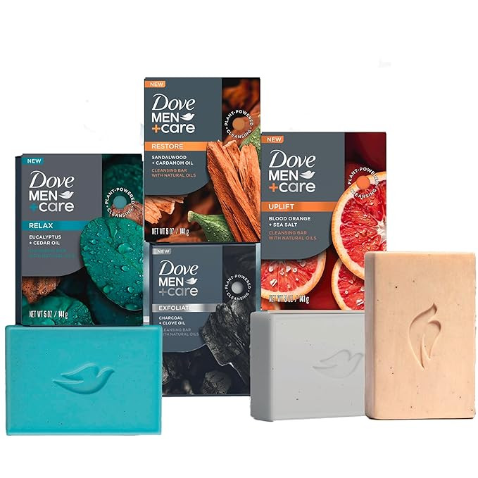 DOVE MEN + CARE Cleansing Soap Bar 4 Count to Rebuild Skin in the Shower Mixed Formulated Plant B... | Amazon (US)