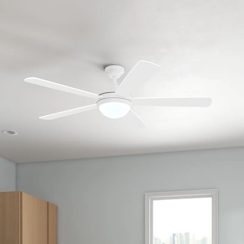 52" Romario 5 - Blade Standard Ceiling Fan with Remote Control and Light Kit Included | Wayfair North America