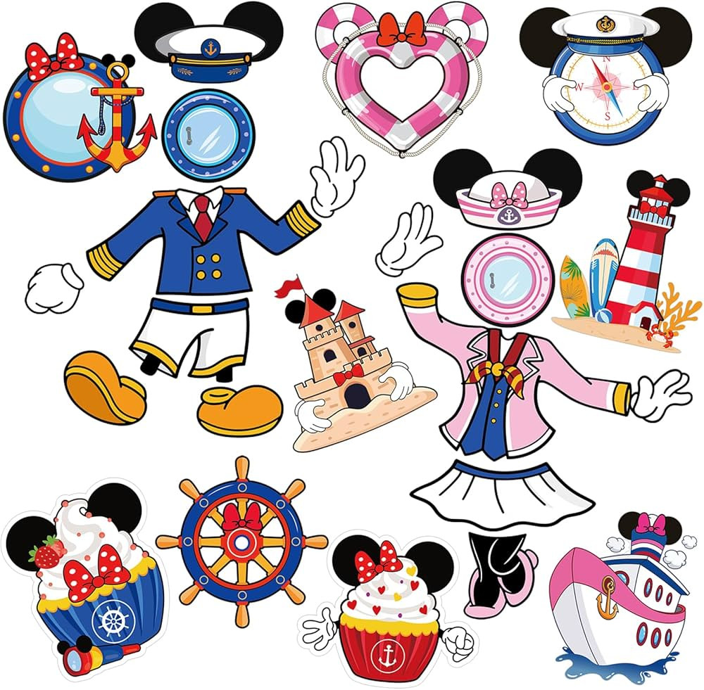 Mouse Cruise Door Magnets - 24 Pcs Cute Ship Cabin Decorations Magnetic Stickers Personalized Fun... | Amazon (US)