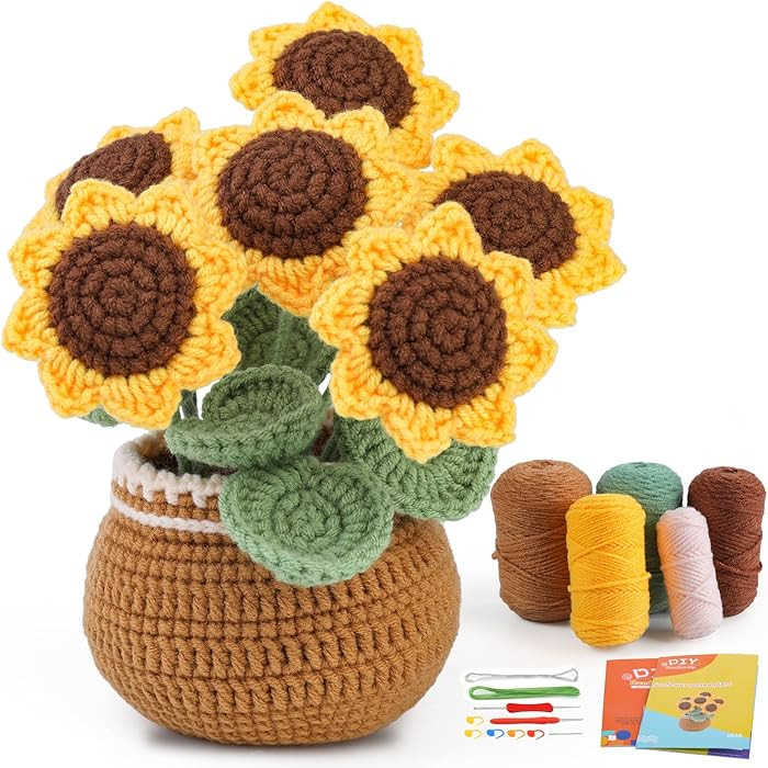 kgxulr Crochet Kit for Beginners, Sunflower Crochet Kit Beginner Crochet Starter Kit for Complete... | Amazon (US)