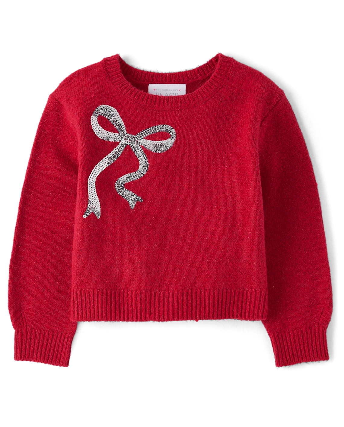 Toddler Girls Sequin Bow Sweater - red | The Children's Place