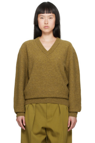 Khaki V-Neck Sweater | SSENSE