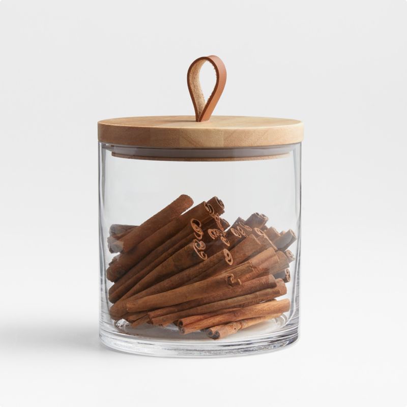 Tomos Small Glass Canister with Wood Lid + Reviews | Crate & Barrel | Crate & Barrel