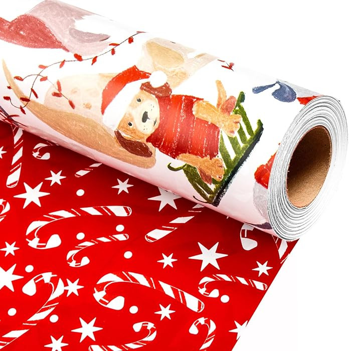 Merture Animals Christmas Wrapping Paper Roll - Mini Roll - 17 Inches x 33 Feet (46.5 sq.ft.ttl.)... | Amazon (US)