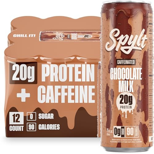 Spylt High Protein Chocolate Milk with 60mg Caffeine & 20g Protein - 90 Calories, Ready to Drink, Sugar Free, Lactose Free Milk, Perfect for Workout Recovery & Afternoon Pick Me Up - 12 Count | Amazon (US)