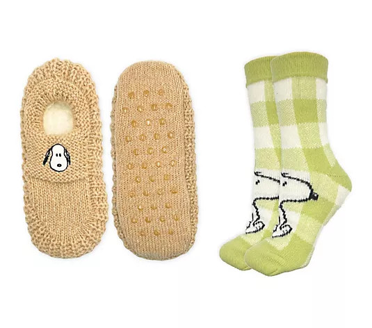 Peanuts Cozy Snoopy Slipper & Lounge Sock in Gift Packaging - QVC.com | QVC