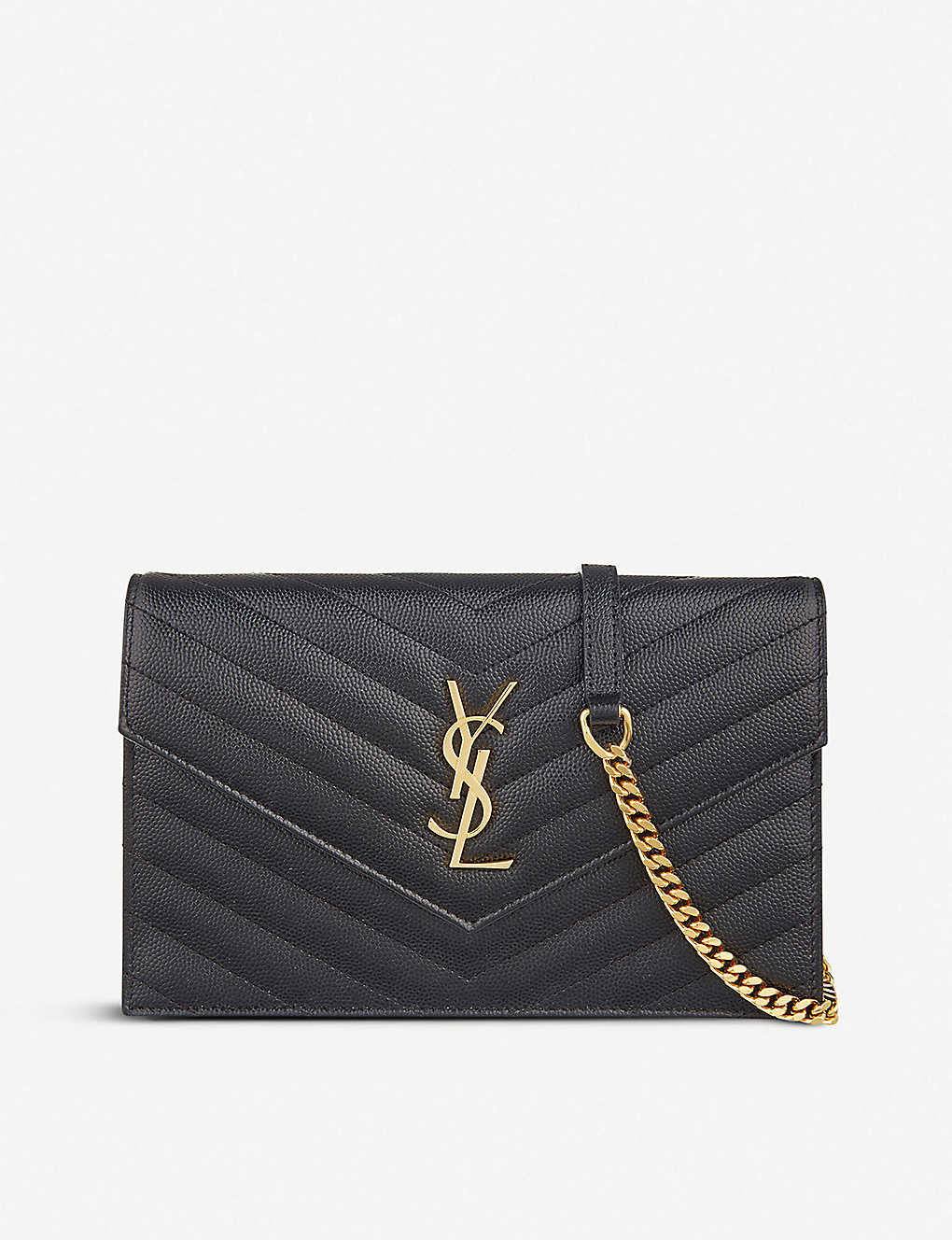 SAINT LAURENT Monogram leather wallet-on-chain | Selfridges