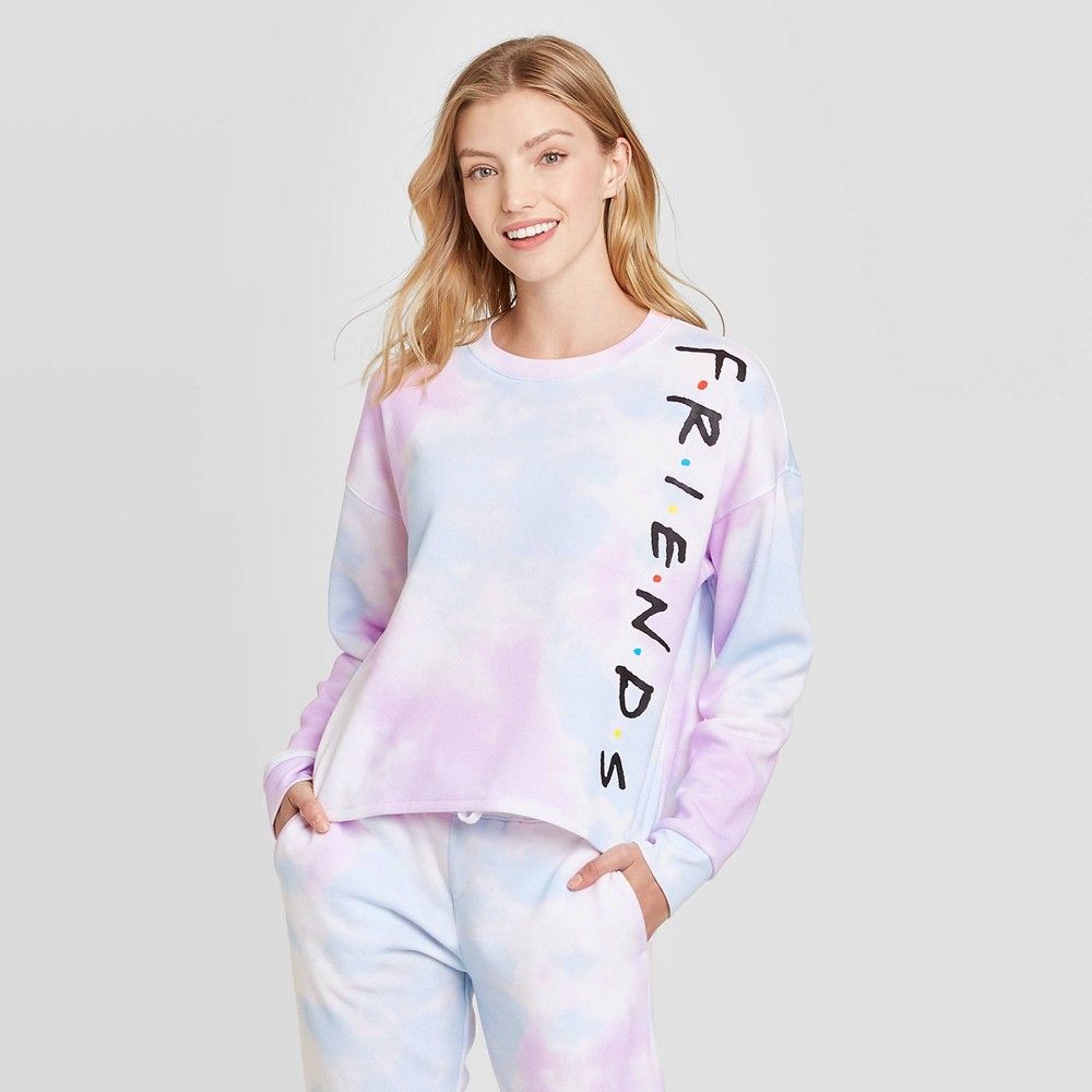 Women's Friends Tie-Dye Graphic Sweatshirt - White XL | Target