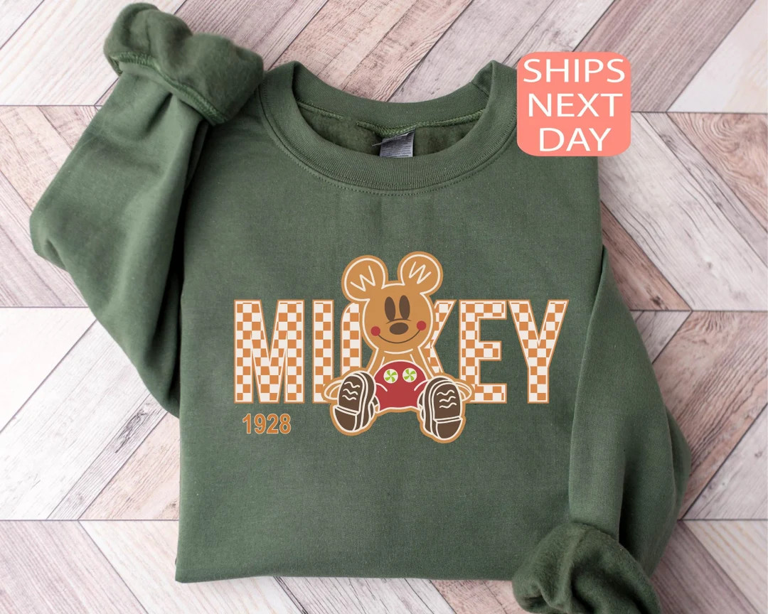 Retro Disney Christmas Sweatshirt Mickey Gingerbread - Etsy | Etsy (US)