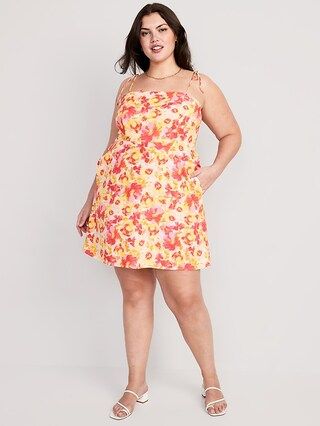 Fit &#x26; Flare Floral Tie-Shoulder Mini Cami Dress for Women | Old Navy (CA)