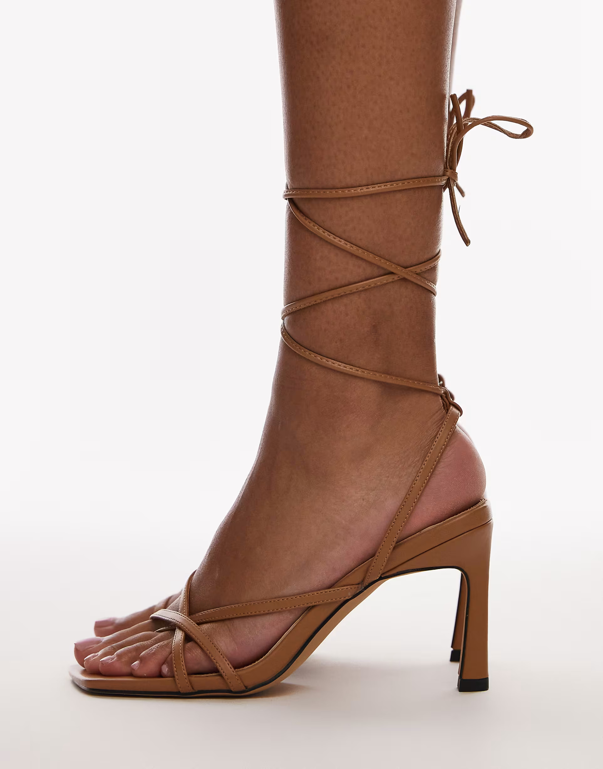 Topshop Faye strappy high heeled sandals in tan | ASOS (Global)