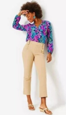 Lilly Pulitzer Parrish Button-Accented High-Waisted Slight Flare Women’s Pants | eBay US
