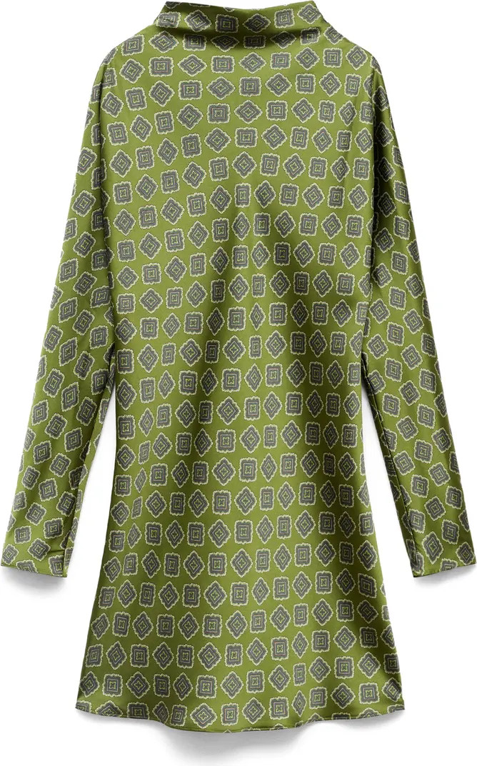 Medallion Print Long Sleeve Satin Minidress | Nordstrom