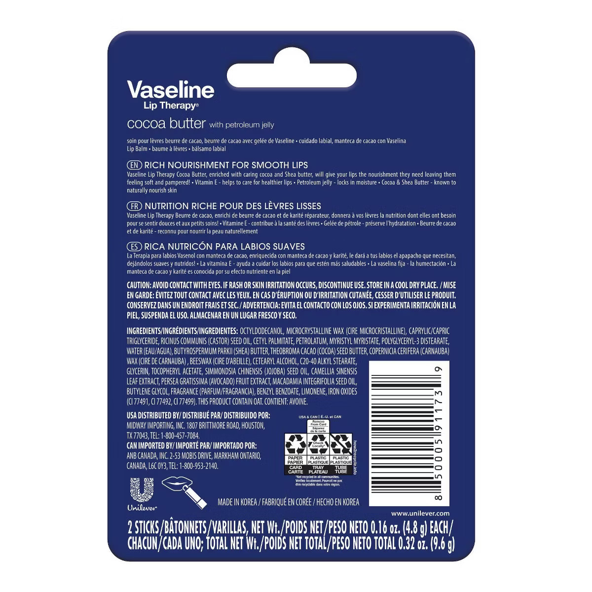 Vaseline Cocoa Butter Moisturizing Lip Therapy Twin Pack | Target