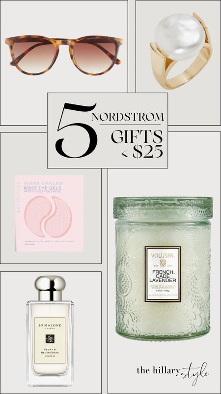 Five Nordstrom Gifts for Under $25: Mothers’s Day and Teacher Appreciation are both coming up and Nordstrom has a great variety of gift ideas for her under $25. Candles, eye patches, cocktail ring, sunglasses, perfume, accessories, beauty, fashion. Open Edit, Jo Malone, BP., Voluspa, patchology, Nordstrom.

#LTKfindsunder50 #LTKGiftGuide #LTKSeasonal