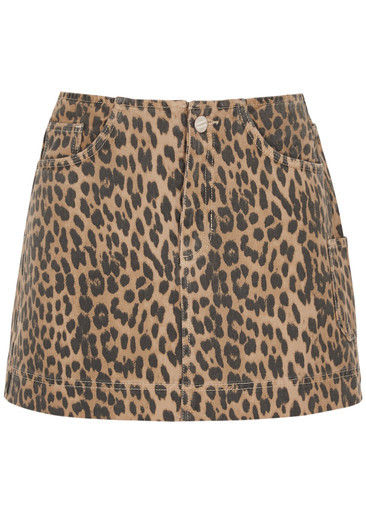 Lily leopard-print denim mini skirt | Harvey Nichols
