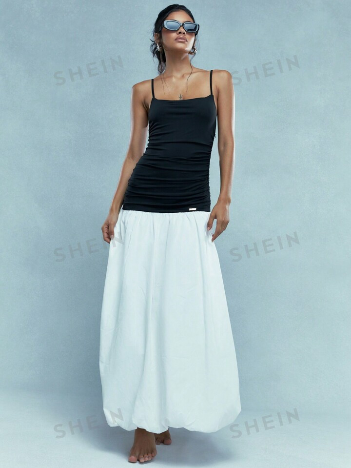 MISSGUIDED Color Block Bubble Ruched Long Hem Cami Maxi Dress | SHEIN USA | SHEIN