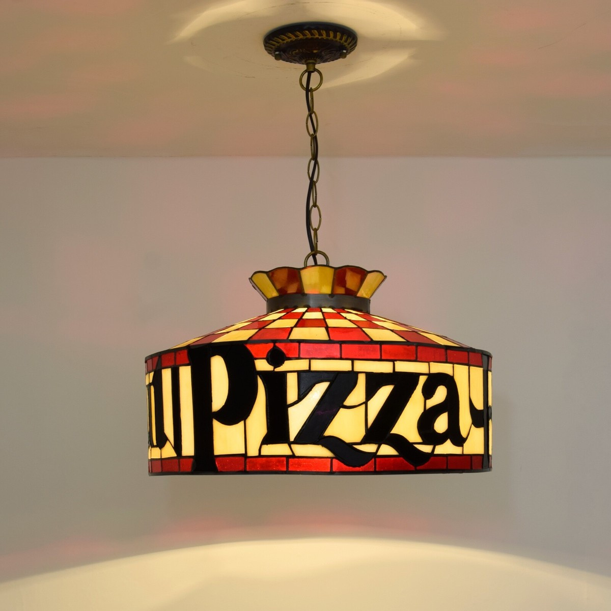 Vintage Pizza Hut Lamp -- Tiffany-Style Light with Real Glass SHIPS FAST -- NEW! | eBay US