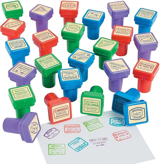Passport Stampers - 24 Pieces - Educational and Learning Activities for Kids | Amazon (US)