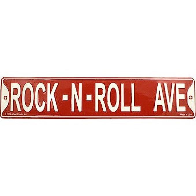 Red Street Sign Rock N Roll Ave 5 X 24 | Amazon (US)