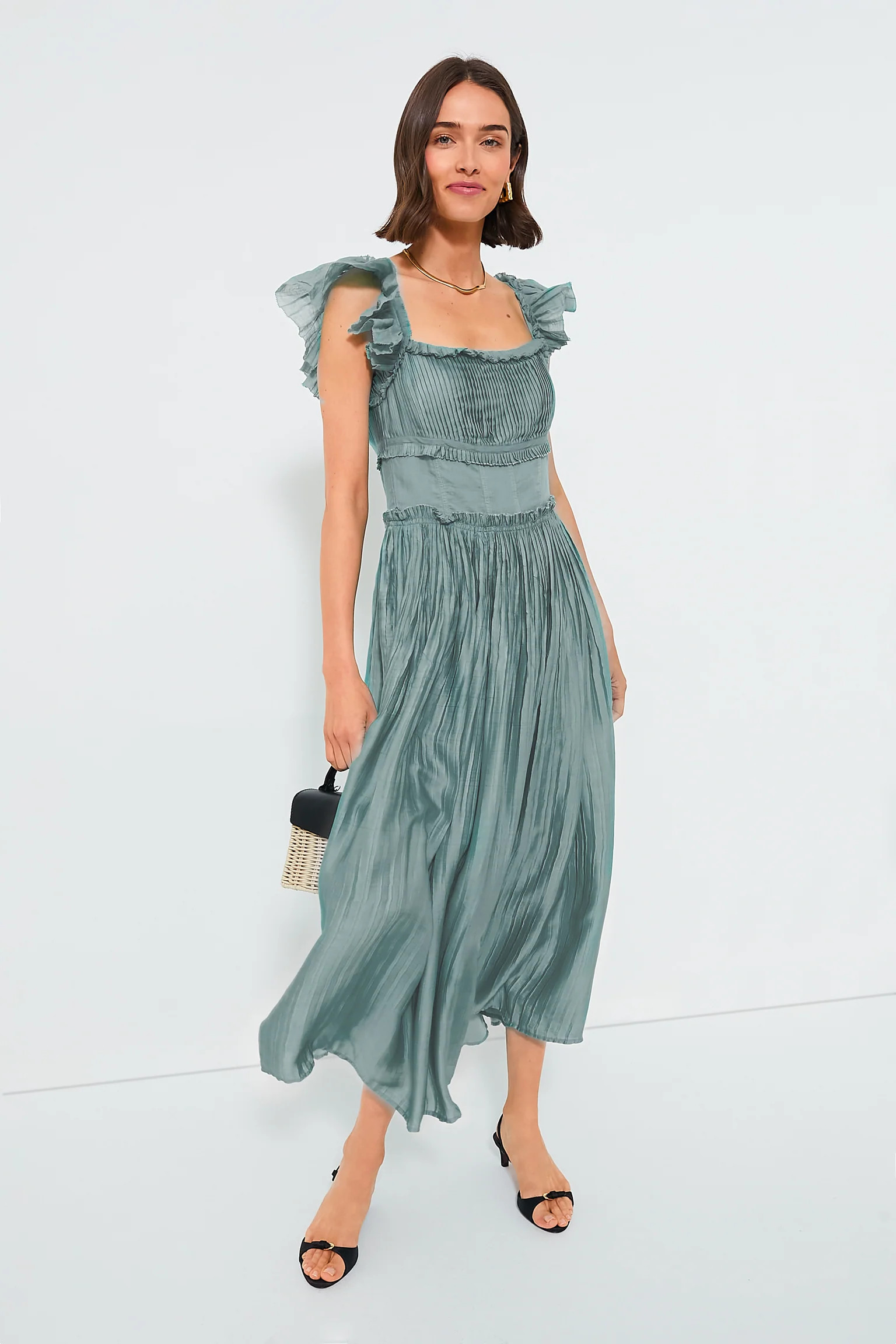 Sage Risa Ramie Flutter Sleeve Dress | Tuckernuck (US)