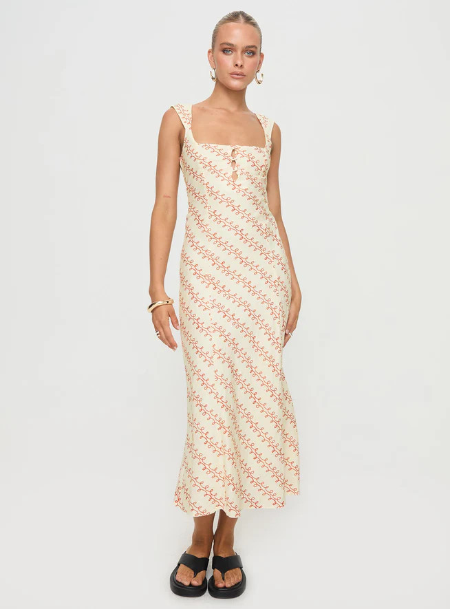 Chosen Girl Linen Blend Midi Dress Multi | Princess Polly US