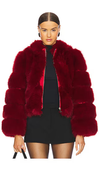 The Icon Fur Jacket in Goji Berry | Revolve Clothing (Global)