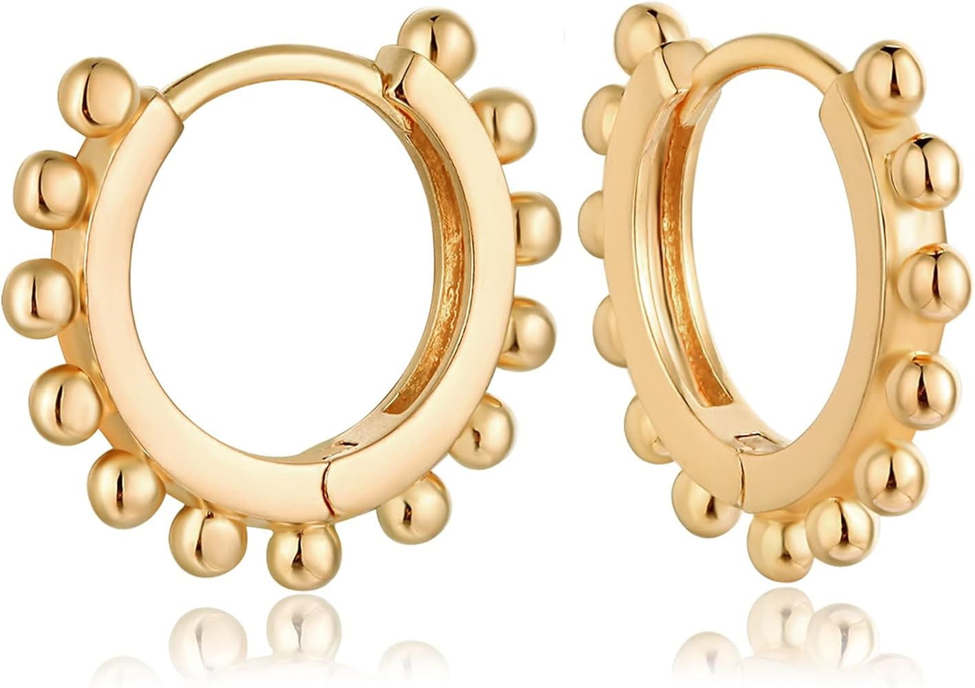 MEVECCO Gold Hoop Earrings for Women 18K Gold Plated Huggie Earrings Handmade Simple Minimalism H... | Amazon (US)