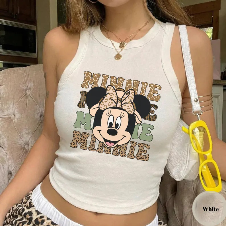 Safari Minnie Mouse Tank Top, Vintage Safari Trip Shirt, Leopard Print Minnie Bow, Ribbed Tank, S... | Etsy (Global)