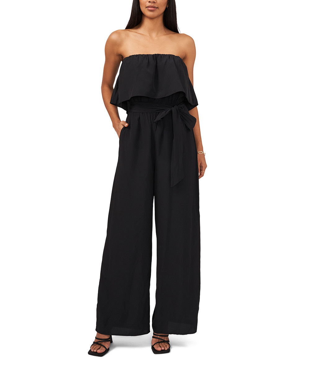1. STATE Women's Jumpsuits RICH - Rich Black Ruffle Strapless Jumpsuit - Women & Juniors | Zulily