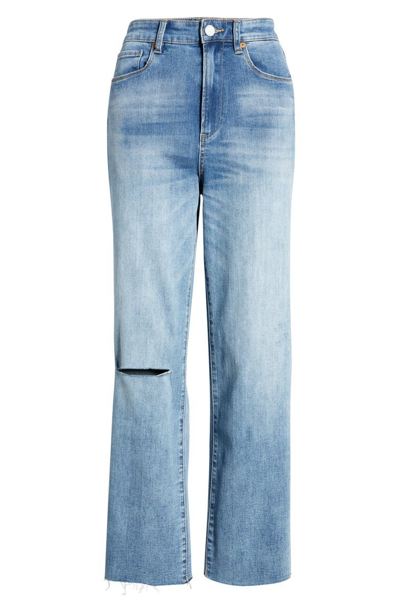 Baxter Super High Waist Ripped Raw Hem Straight Leg Jeans | Nordstrom