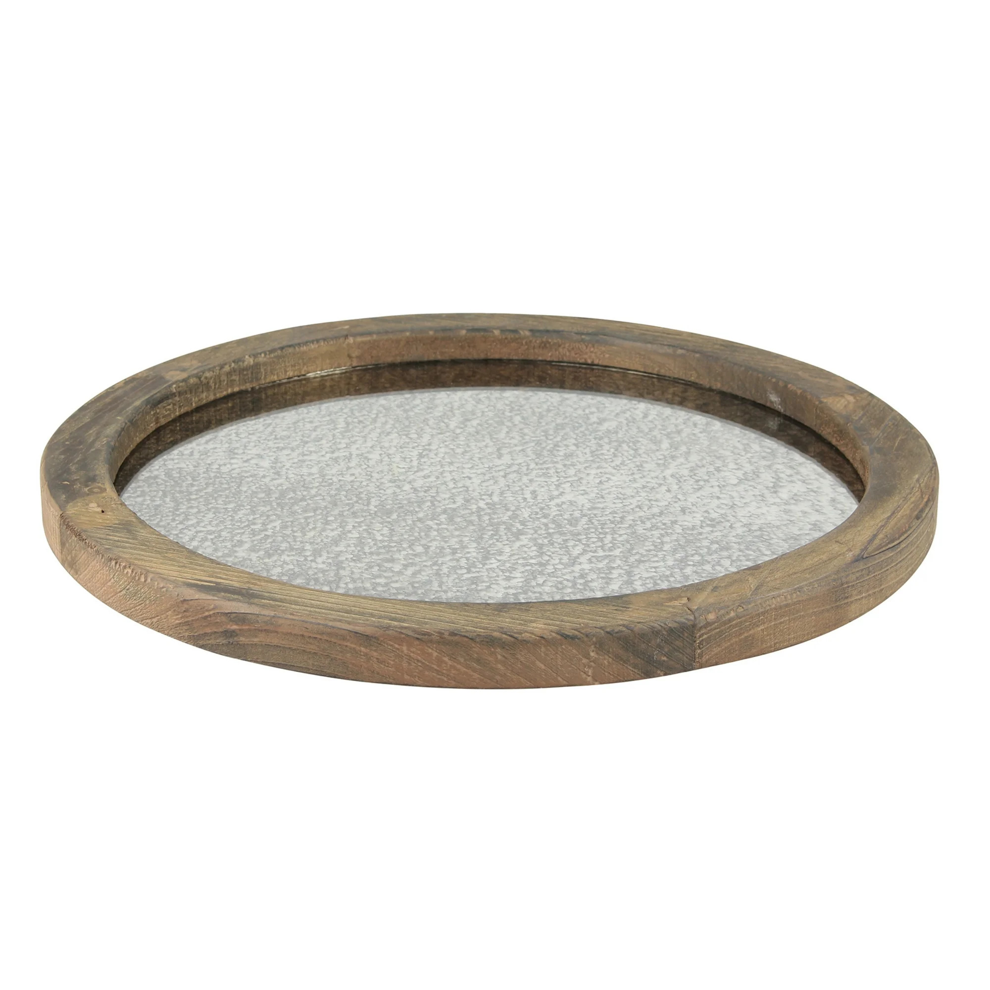 Round Wooden Serving Tray with Antique Mirror | Walmart (US)