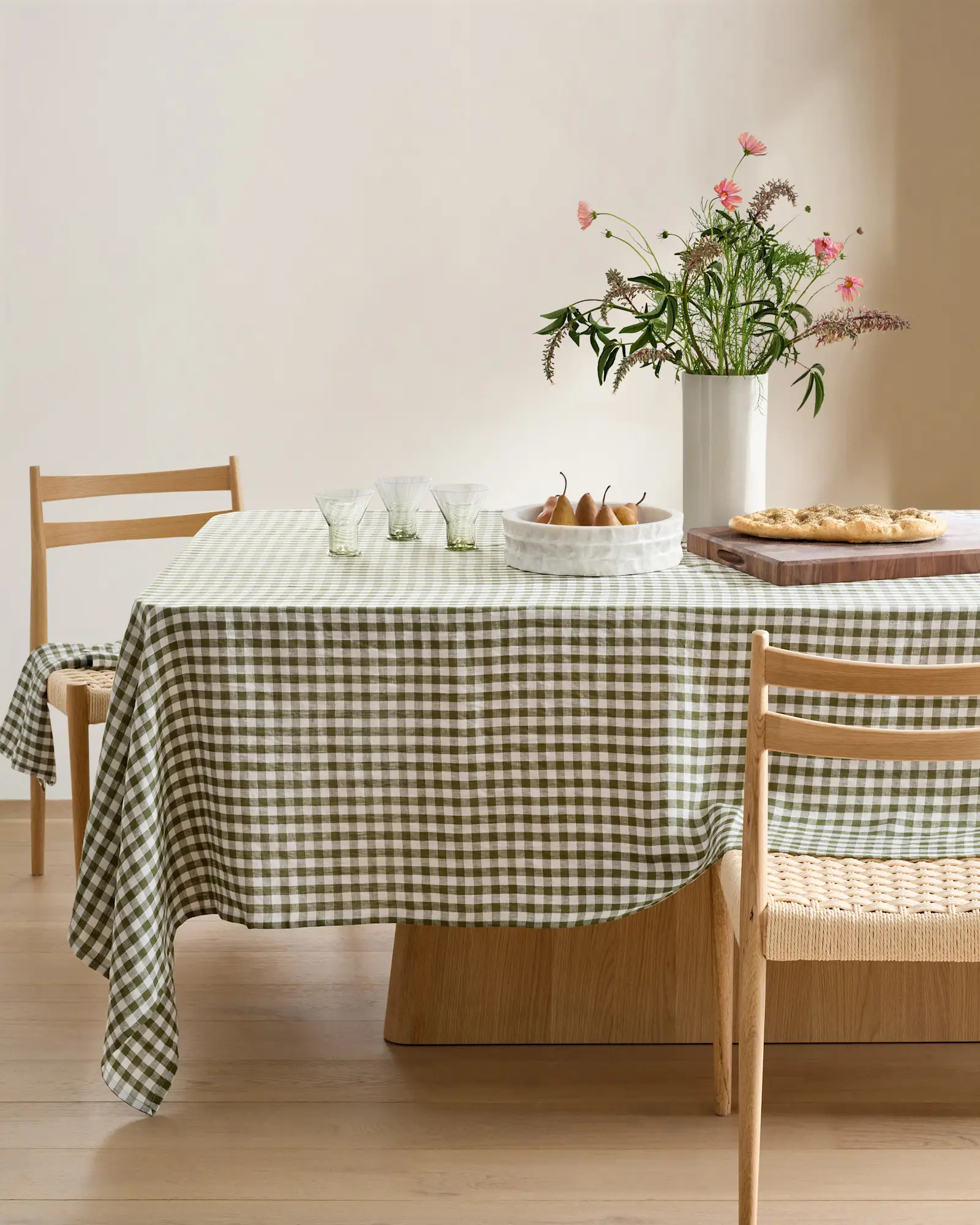 European Linen Tablecloth in Olive Gingham | Quince